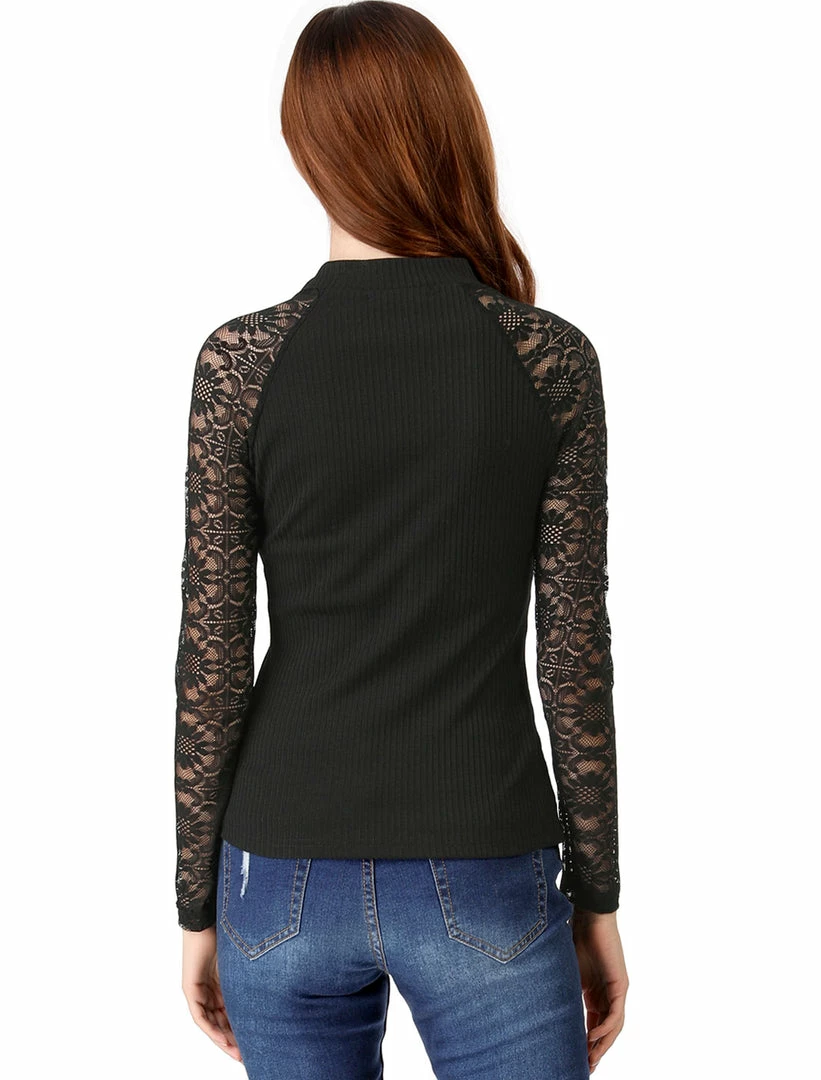Allegra K Lace Long Sleeve Fitted Tops 8 Allegra K Lace Long Sleeve Fitted Tops