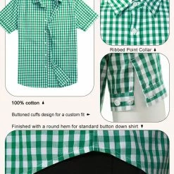 Allegra K Men's Western Shirts Check Button Down Short Sleeve Casual Plaid Shirt