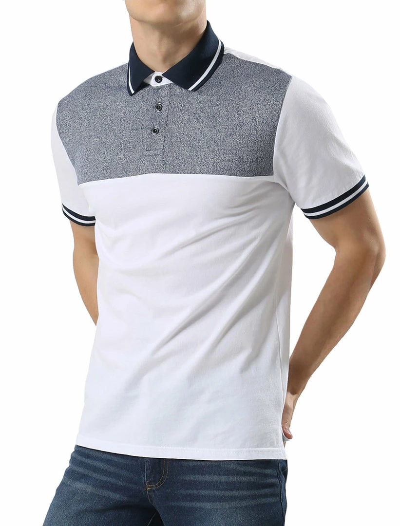 Allegra K Men's Casual Summer Color Block Golf Polo Short Sleeves Cotton T-Shirts Tops 10 Allegra K Men's Casual Summer Color Block Golf Polo Short Sleeves Cotton T-Shirts Tops