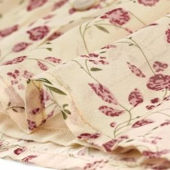 Allegra K Women's Floral Printed Ruffles Cap Sleeve Chiffon Blouse Top