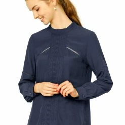 Allegra K Women's Embroidery Floral Peasant Blouse Crew Neck Boho Shirts Tops