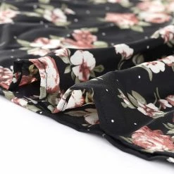 Allegra K Women's Floral Belted V Neck Half Placket Smocked Ruffle Cuff Dress 29 Allegra K Women's Floral Belted V Neck Half Placket Smocked Ruffle Cuff Dress