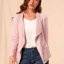 Allegra K Women's Moto Faux Suede Jacket Lightweight Open Front Lapel Draped Outwear Cardigan Clothing 131 Allegra K Women's Moto Faux Suede Jacket Lightweight Open Front Lapel Draped Outwear Cardigan Clothing