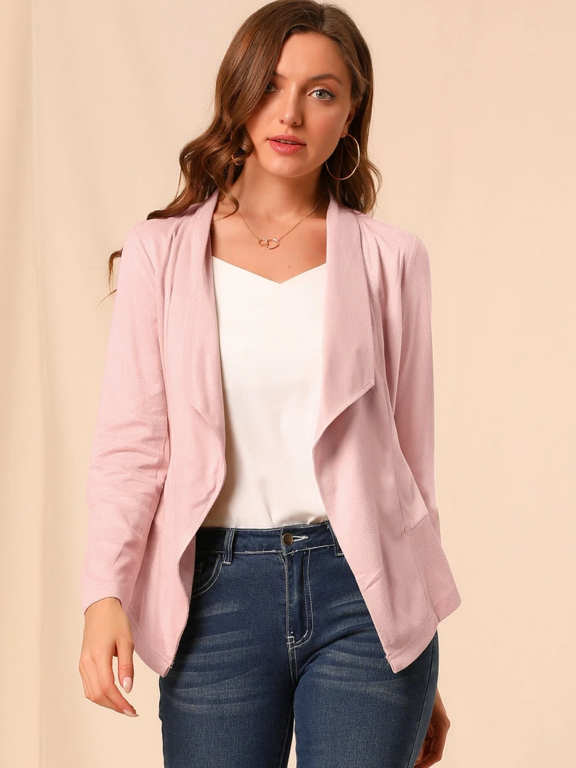 Allegra K Women's Moto Faux Suede Jacket Lightweight Open Front Lapel Draped Outwear Cardigan Clothing 65 Allegra K Women's Moto Faux Suede Jacket Lightweight Open Front Lapel Draped Outwear Cardigan Clothing