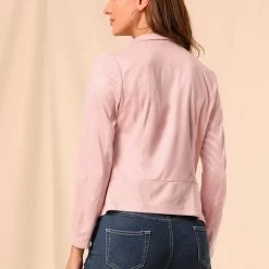 Allegra K Women's Moto Faux Suede Jacket Lightweight Open Front Lapel Draped Outwear Cardigan Clothing 134 Allegra K Women's Moto Faux Suede Jacket Lightweight Open Front Lapel Draped Outwear Cardigan Clothing