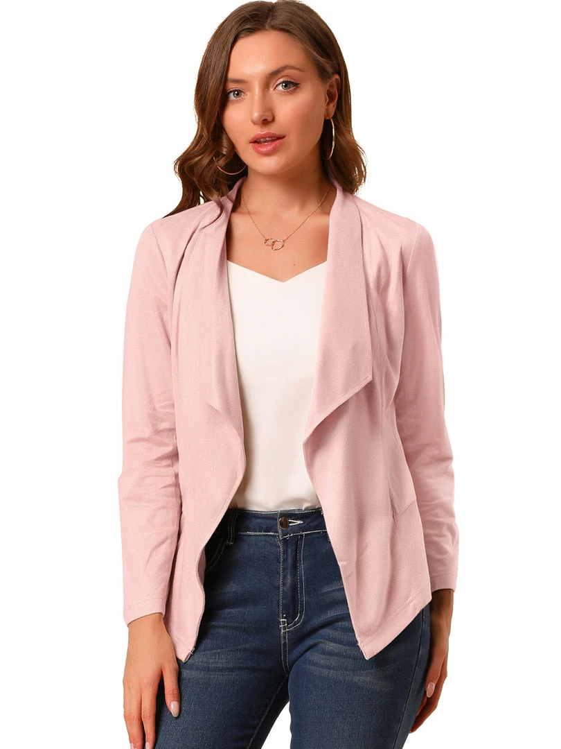 Allegra K Women's Moto Faux Suede Jacket Lightweight Open Front Lapel Draped Outwear Cardigan Clothing 64 Allegra K Women's Moto Faux Suede Jacket Lightweight Open Front Lapel Draped Outwear Cardigan Clothing