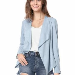 Allegra K Women's Moto Faux Suede Jacket Lightweight Open Front Lapel Draped Outwear Cardigan Clothing 125 Allegra K Women's Moto Faux Suede Jacket Lightweight Open Front Lapel Draped Outwear Cardigan Clothing
