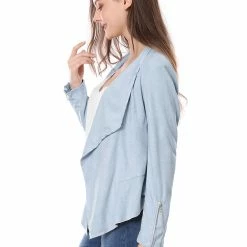 Allegra K Women's Moto Faux Suede Jacket Lightweight Open Front Lapel Draped Outwear Cardigan Clothing 126 Allegra K Women's Moto Faux Suede Jacket Lightweight Open Front Lapel Draped Outwear Cardigan Clothing