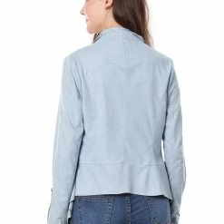 Allegra K Women's Moto Faux Suede Jacket Lightweight Open Front Lapel Draped Outwear Cardigan Clothing 127 Allegra K Women's Moto Faux Suede Jacket Lightweight Open Front Lapel Draped Outwear Cardigan Clothing