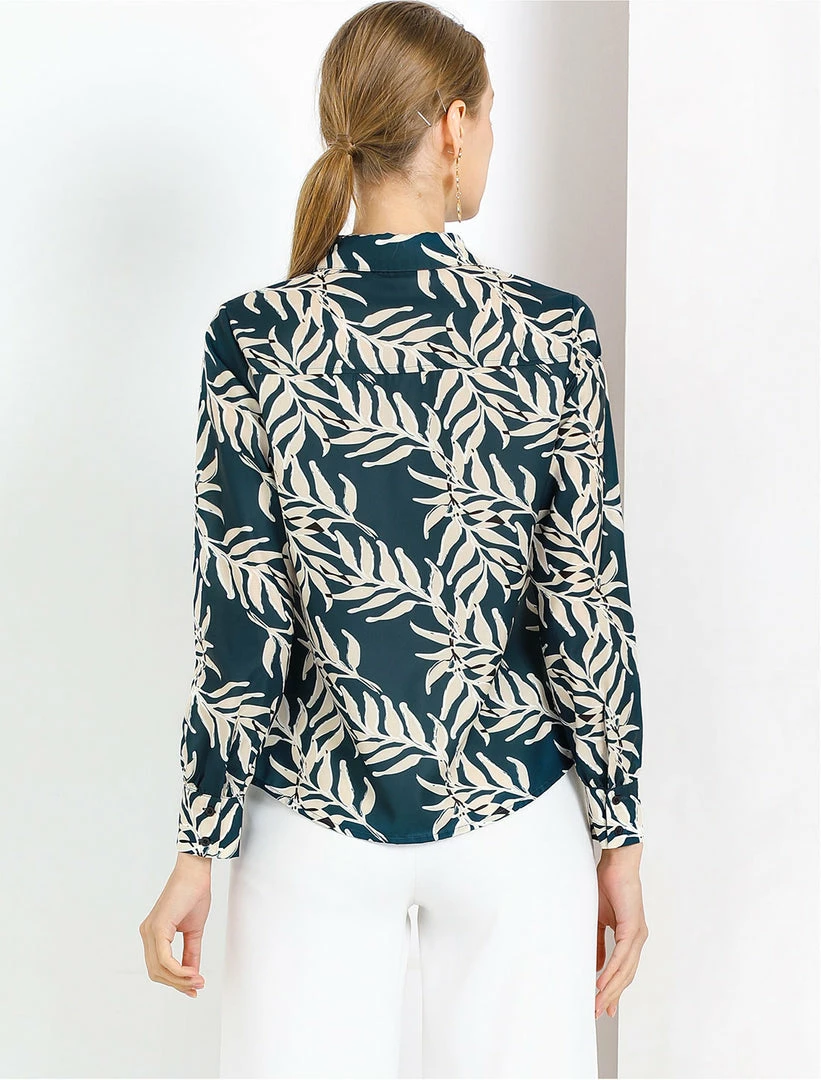 Allegra K Women's Printed Casual Formal Blouse Long Sleeve Small Office Shirt 9 Allegra K Women's Printed Casual Formal Blouse Long Sleeve Small Office Shirt