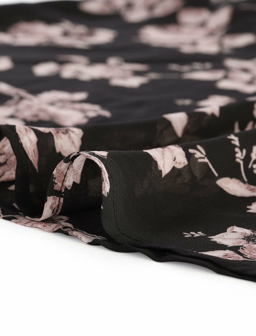 Allegra K Women's Floral Bow Tie Neck Long Sleeve Choker Chiffon Blouse Top 14 Allegra K Women's Floral Bow Tie Neck Long Sleeve Choker Chiffon Blouse Top