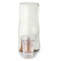 Allegra K Women's Clear Heel Pointy Toe Chunky Heels Ankle Boots 23 Allegra K Women's Clear Heel Pointy Toe Chunky Heels Ankle Boots