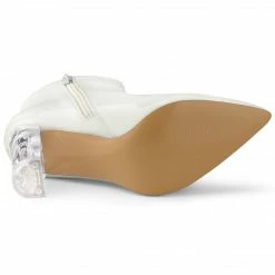 Allegra K Women's Clear Heel Pointy Toe Chunky Heels Ankle Boots 25 Allegra K Women's Clear Heel Pointy Toe Chunky Heels Ankle Boots