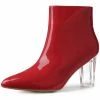 Allegra K Women's Clear Heel Pointy Toe Chunky Heels Ankle Boots