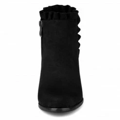 Allegra K Women's Ruffle Block Heel Ankle Boots Shoes