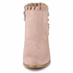 Allegra K Women's Ruffle Block Heel Ankle Boots Shoes