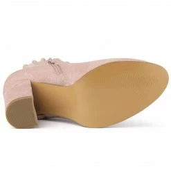 Allegra K Women's Ruffle Block Heel Ankle Boots Shoes