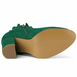 Allegra K Women's Ruffle Block Heel Ankle Boots Shoes