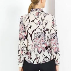 Allegra K Women's Floral Button Down Long Sleeves Tie Neck Work Office Shirt Blouse 36 Allegra K Women's Floral Button Down Long Sleeves Tie Neck Work Office Shirt Blouse