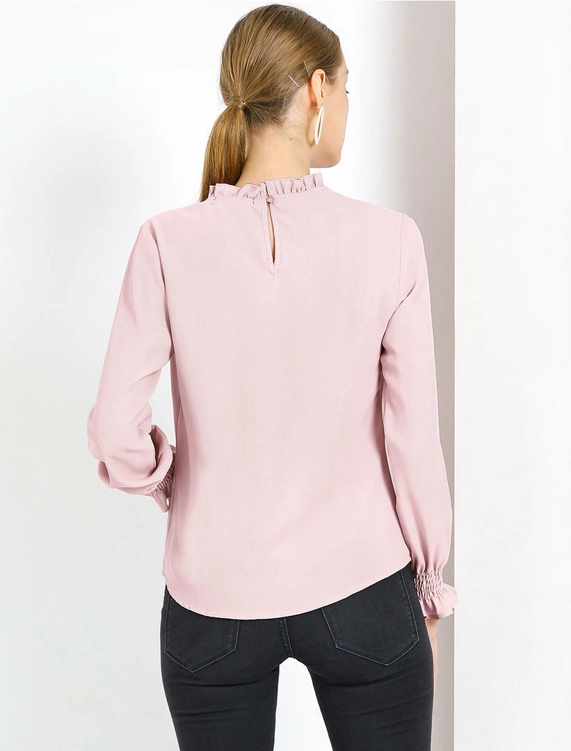 Allegra K Women's Casual Work Long Sleeve Blouse Ruffle Mock Neck Top 14 Allegra K Women's Casual Work Long Sleeve Blouse Ruffle Mock Neck Top