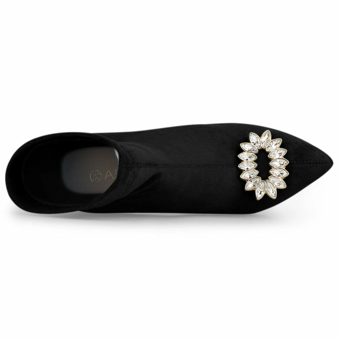 Allegra K Shoes Women's Slip On Pointed Toe Heel Ankle Heeled Boots 7 Allegra K Shoes Women's Slip On Pointed Toe Heel Ankle Heeled Boots