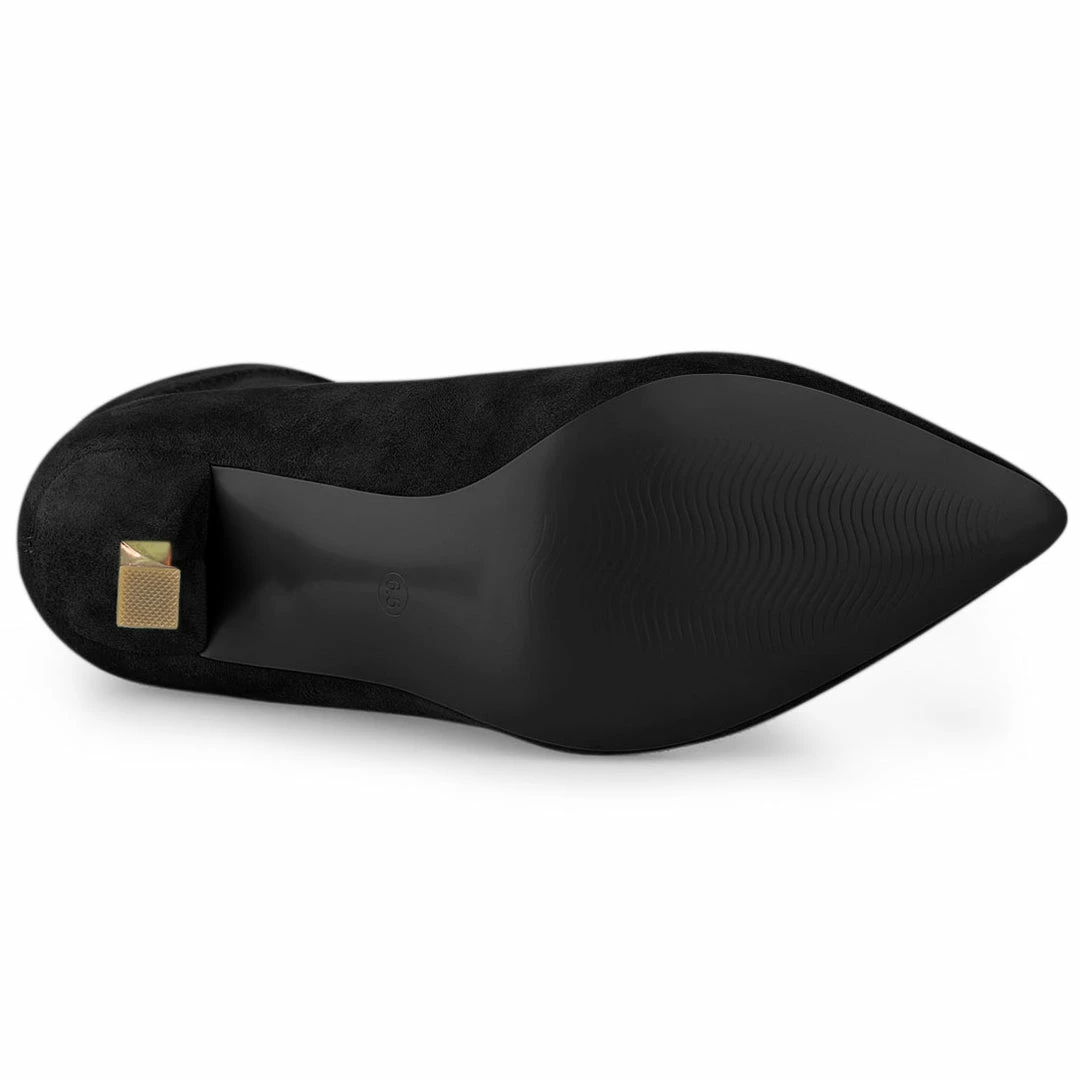 Allegra K Shoes Women's Slip On Pointed Toe Heel Ankle Heeled Boots 8 Allegra K Shoes Women's Slip On Pointed Toe Heel Ankle Heeled Boots