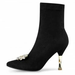 Allegra K Shoes Women's Slip On Pointed Toe Heel Ankle Heeled Boots 31 Allegra K Shoes Women's Slip On Pointed Toe Heel Ankle Heeled Boots