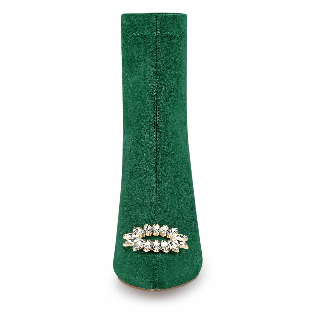 Allegra K Shoes Women's Slip On Pointed Toe Heel Ankle Heeled Boots 13 Allegra K Shoes Women's Slip On Pointed Toe Heel Ankle Heeled Boots