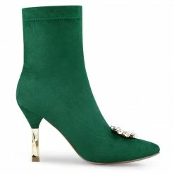 Allegra K Shoes Women's Slip On Pointed Toe Heel Ankle Heeled Boots 38 Allegra K Shoes Women's Slip On Pointed Toe Heel Ankle Heeled Boots