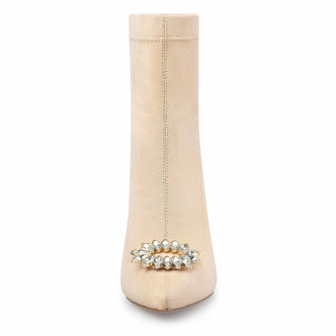 Allegra K Shoes Women's Slip On Pointed Toe Heel Ankle Heeled Boots 20 Allegra K Shoes Women's Slip On Pointed Toe Heel Ankle Heeled Boots