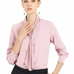 Allegra K Women's Elegant Work Office Blouse Long Sleeve Pleated Tie Neck Top Shirt 52 Allegra K Women's Elegant Work Office Blouse Long Sleeve Pleated Tie Neck Top Shirt