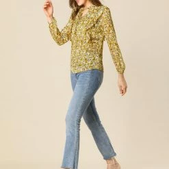 Allegra K Women's Casual Fall Long Sleeve Tops Chiffon Ruffle Tie Neck Floral Blouse 13 Allegra K Women's Casual Fall Long Sleeve Tops Chiffon Ruffle Tie Neck Floral Blouse