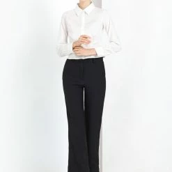 Allegra K Women's Work Office Cropped Button Down Vintage Shirt