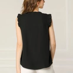 Allegra K Women's Ruffled Sleeveless Vintage Blouses Tops