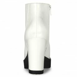 Allegra K Women's Rounded Toe Chunky Heel Platform Ankle Boots