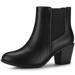 Allegra K Women's Chunky Heel Chelsea Ankle Boots Shoes
