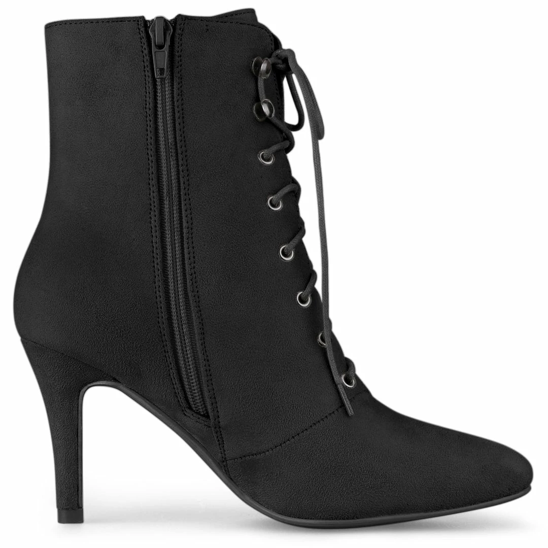 Allegra K Women's Pointy Toe Zip Lace Up Stiletto Heel Ankle Boots Shoes 24 Allegra K Women's Pointy Toe Zip Lace Up Stiletto Heel Ankle Boots Shoes