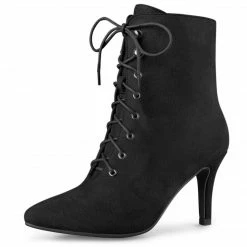 Allegra K Women's Pointy Toe Zip Lace Up Stiletto Heel Ankle Boots Shoes 39 Allegra K Women's Pointy Toe Zip Lace Up Stiletto Heel Ankle Boots Shoes