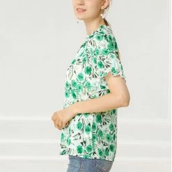 Allegra K Women's Floral Ruffled Short Sleeve Tops Ruffle Neck Casual Blouses 71 Allegra K Women's Floral Ruffled Short Sleeve Tops Ruffle Neck Casual Blouses