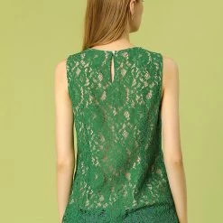 Allegra K Women's Lace Sleeveless Keyhole Back Lining Blouse Top 15 Allegra K Women's Lace Sleeveless Keyhole Back Lining Blouse Top