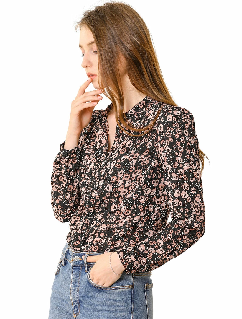 Allegra K Button Down Stand Collar V Neck Long Sleeve Floral Blouse Women 35 Allegra K Button Down Stand Collar V Neck Long Sleeve Floral Blouse Women
