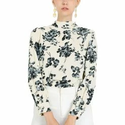 Allegra K Women's Tie Back Mock Neck Long Sleeve Floral Printed Blouse 22 Allegra K Women's Tie Back Mock Neck Long Sleeve Floral Printed Blouse