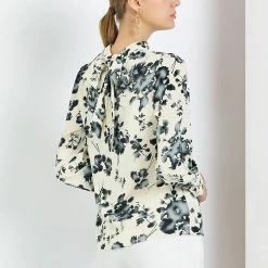 Allegra K Women's Tie Back Mock Neck Long Sleeve Floral Printed Blouse 23 Allegra K Women's Tie Back Mock Neck Long Sleeve Floral Printed Blouse