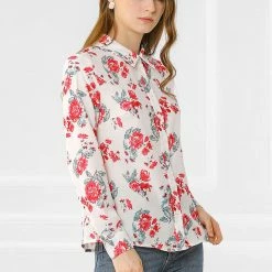 Allegra K Women's Long Sleeve Button Up Vintage Casual Floral Shirt