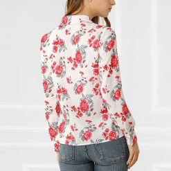 Allegra K Women's Long Sleeve Button Up Vintage Casual Floral Shirt