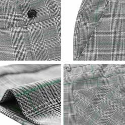 Allegra K Men's Plaid Checks Patterned Flat Front Chino Dress Pants