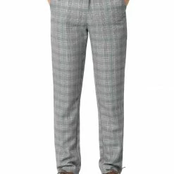 Allegra K Men's Plaid Checks Patterned Flat Front Chino Dress Pants