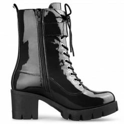 Allegra K Women's Zip Platform Chunky Heel Combat Boots