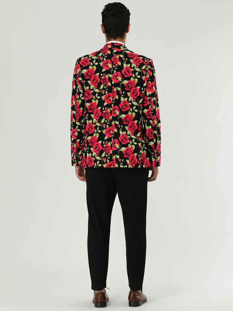 Allegra K Men's Prom Floral Slim Fit One Button Lightweight Prom Suit Blazer Jacket 13 Allegra K Men's Prom Floral Slim Fit One Button Lightweight Prom Suit Blazer Jacket