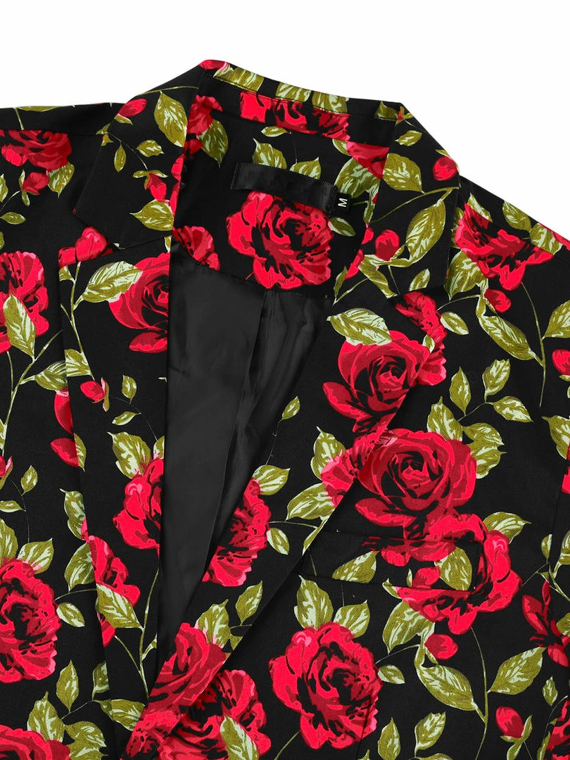 Allegra K Men's Prom Floral Slim Fit One Button Lightweight Prom Suit Blazer Jacket 14 Allegra K Men's Prom Floral Slim Fit One Button Lightweight Prom Suit Blazer Jacket